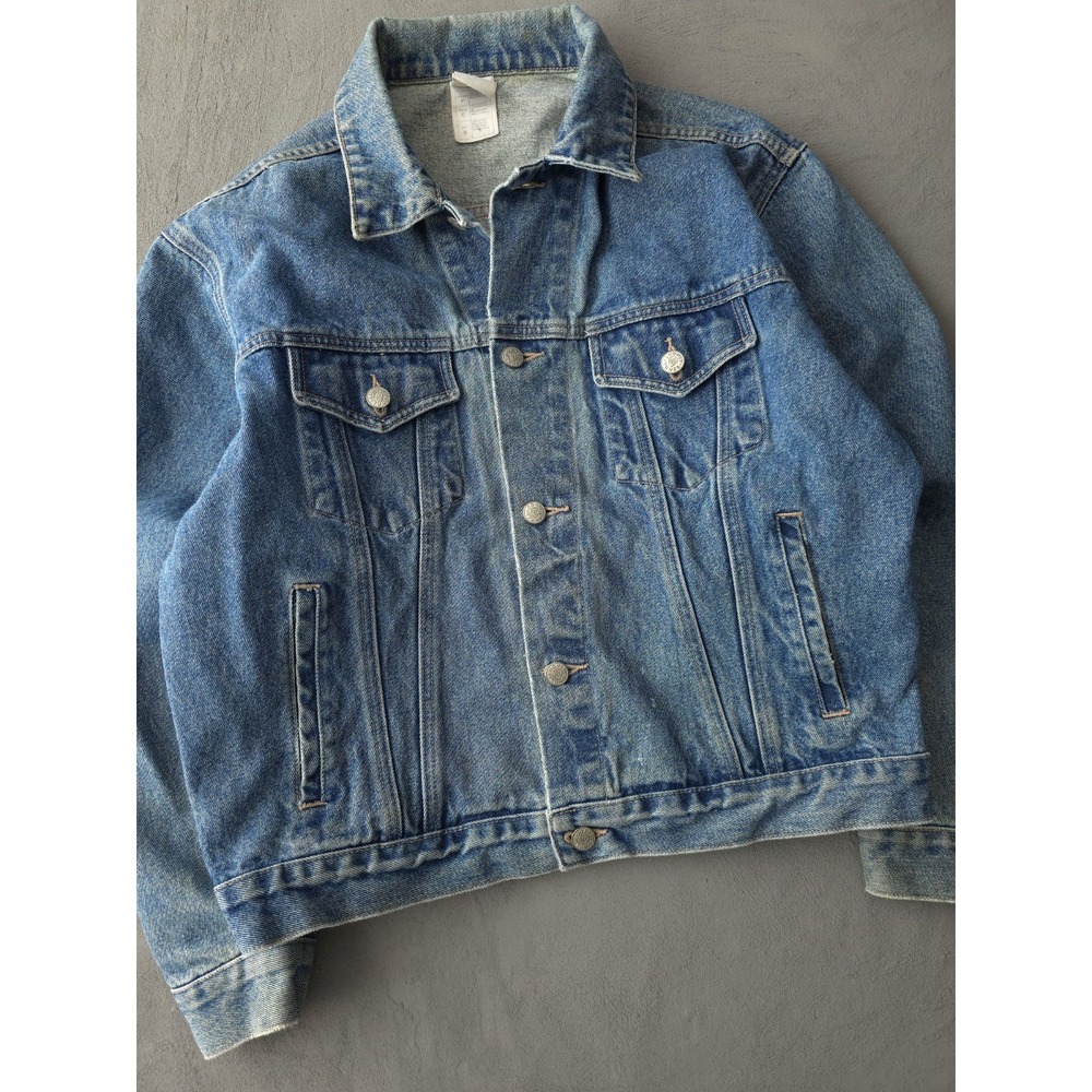 Vintage 90s Warner Bros. Looney Tunes Taz Bugs Bunny Denim Jean Jacket S - Picture 4 of 11